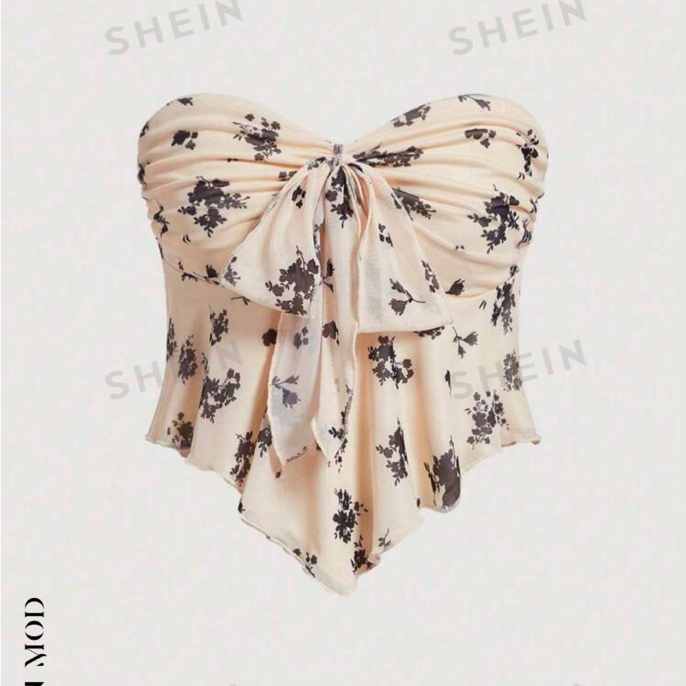 SHEIN Floral Strapless Top
